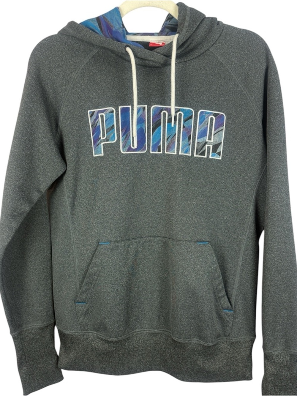 Puma Warm Cell Technical Pullover Hoodie - Heather Charcoal & Blue Women's Large